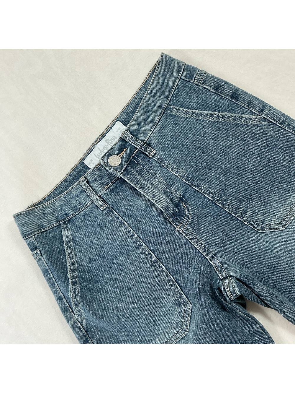 Indigo‎ Rein Cargo Flare Jeans Womens 3 W25 Y2K Wide Leg Raw Hem